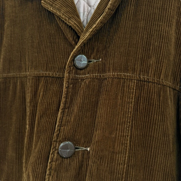 Men's Vintage 1960s Corduroy Jacket Brown Cord Winter Coat Finger Hut | 42 / L - Picture 6 of 6